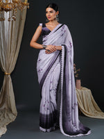 Thumbnail for NOZ2TOZ Women's Georgette Purple Printed Designer Saree With Blouse Piece - Distacart