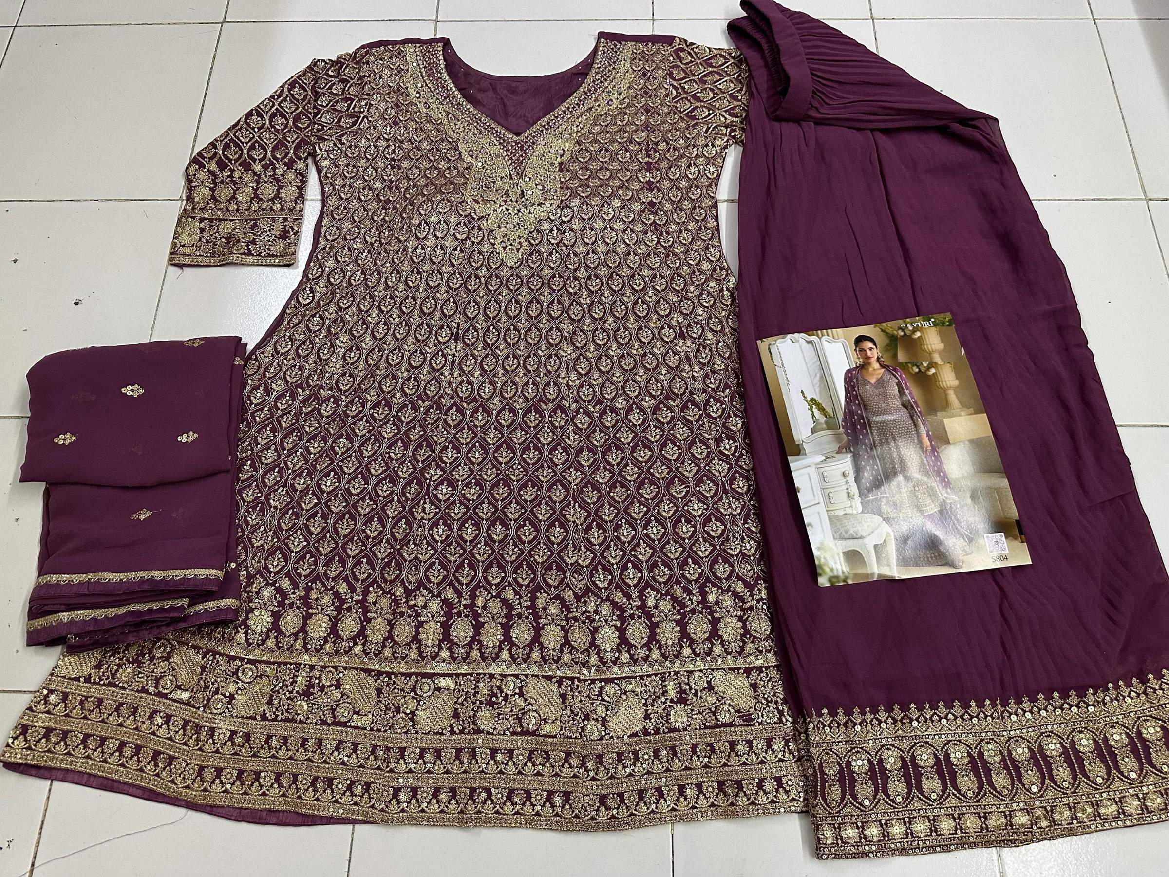 Aarshi Fashions Purple Palazzo Party Wear Salwar Kameez