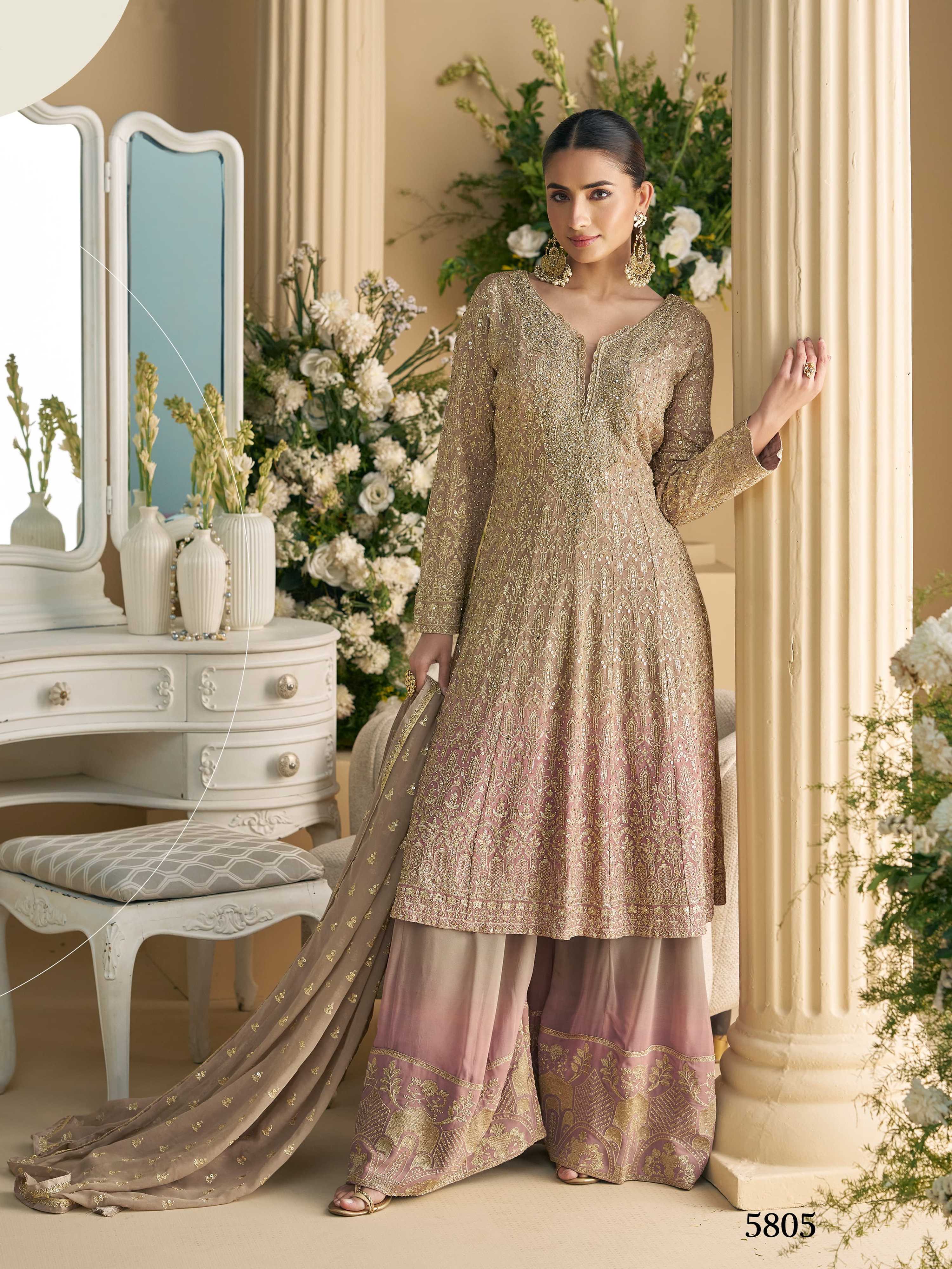 Aarshi Fashions Light Pink Heavy Embroidery Party Wear Salwar Kameez