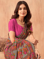 Thumbnail for NOZ2TOZ Women's Crepe Pink Printed Designer Saree With Blouse Piece - Distacart