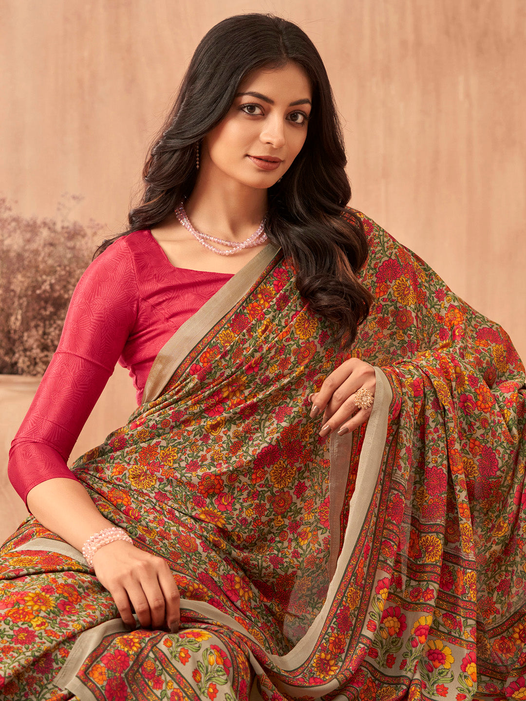 NOZ2TOZ Women's Crepe Red Printed Designer Saree With Blouse Piece - Distacart