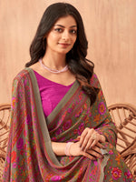 Thumbnail for NOZ2TOZ Women's Crepe Pink Printed Designer Saree With Blouse Piece - Distacart