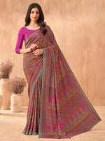 Thumbnail for NOZ2TOZ Women's Crepe Pink Printed Designer Saree With Blouse Piece - Distacart