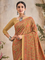 Thumbnail for NOZ2TOZ Women's Crepe Beige Printed Designer Saree With Blouse Piece - Distacart