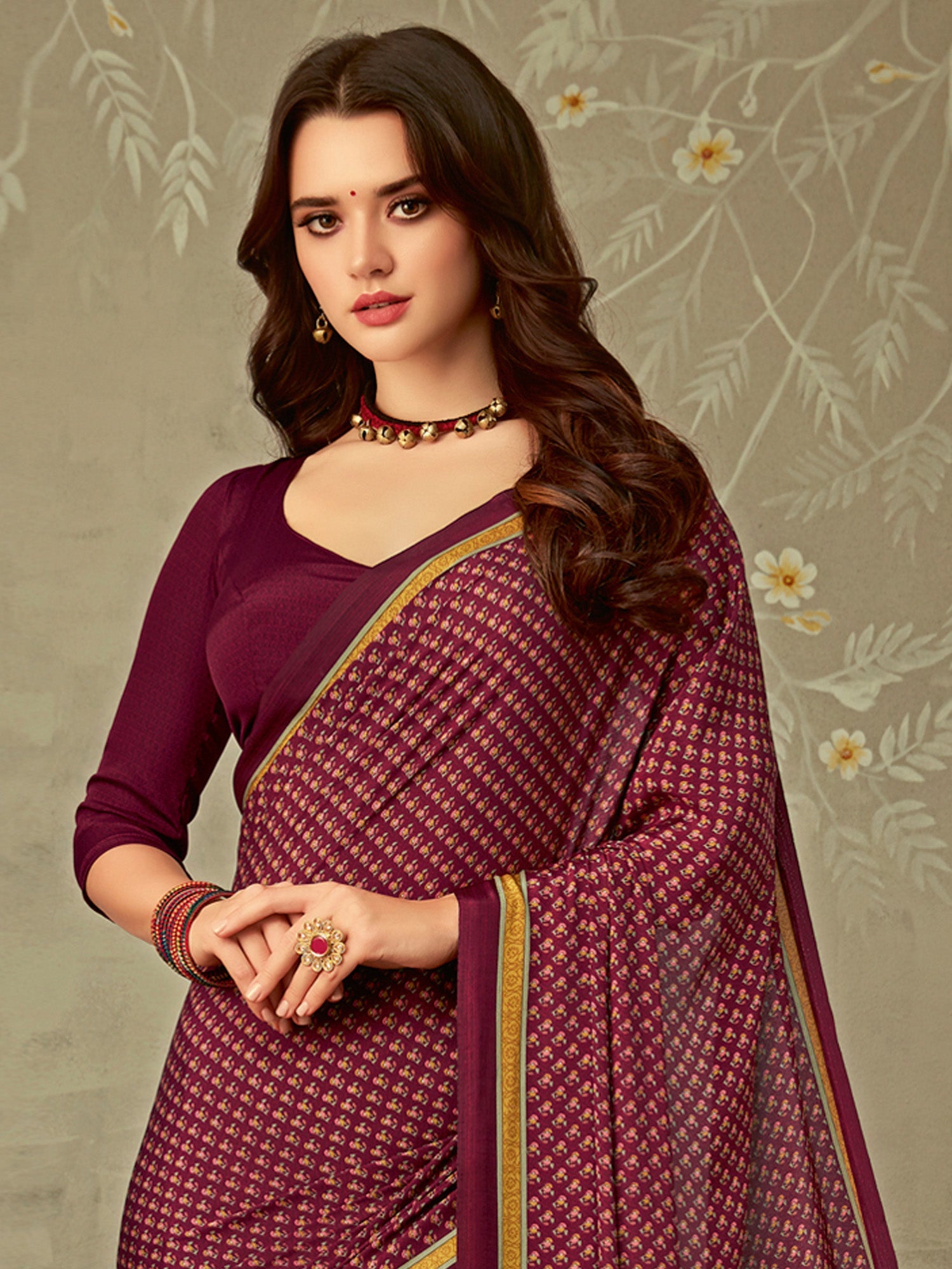 NOZ2TOZ Women's Crepe Magenta Printed Designer Saree With Blouse Piece - Distacart