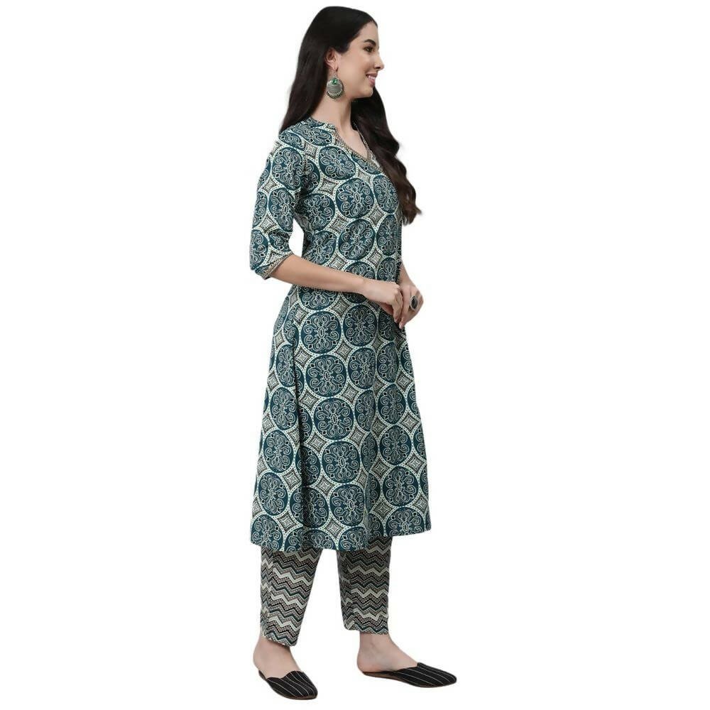 Anubhutee women's Blue Kurta Trouser with Dupatta Set - Distacart