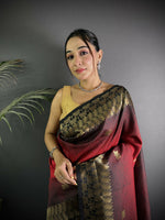 Thumbnail for Joban Fashion Red Handloom Silk Ikkat Saree