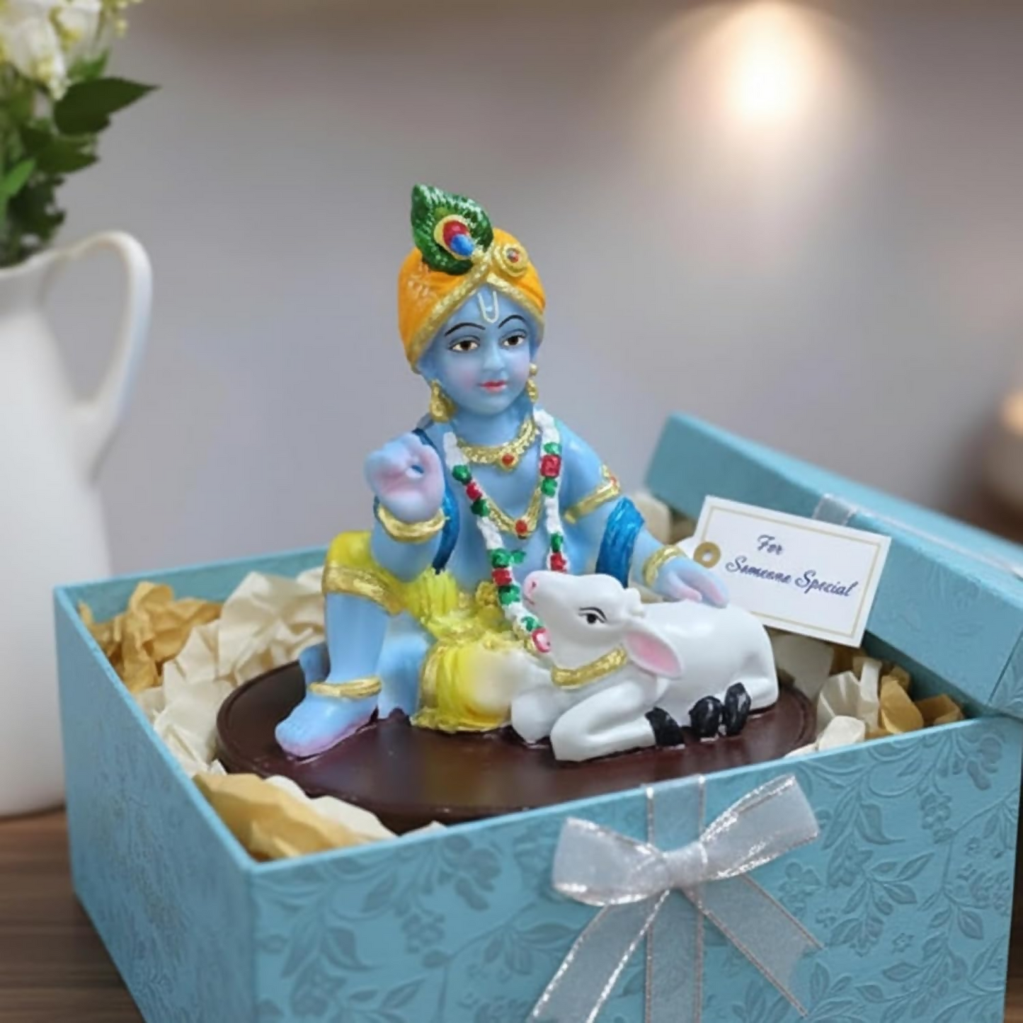 Krishna Laddu Gopal Murti with Cow - Dista