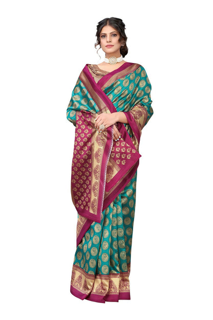Vamika Rama Green Printed Art Silk Saree - Distacart