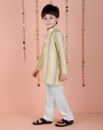 Thumbnail for Joban Fashion Kids Island Cotton Full Sleeves Striped Kurta and Pyjama- Yellow - Distacart
