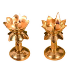 Thumbnail for CraftVatika Brass Lotus Shape Pillar Diya Oil Lamp Stand Showpiece