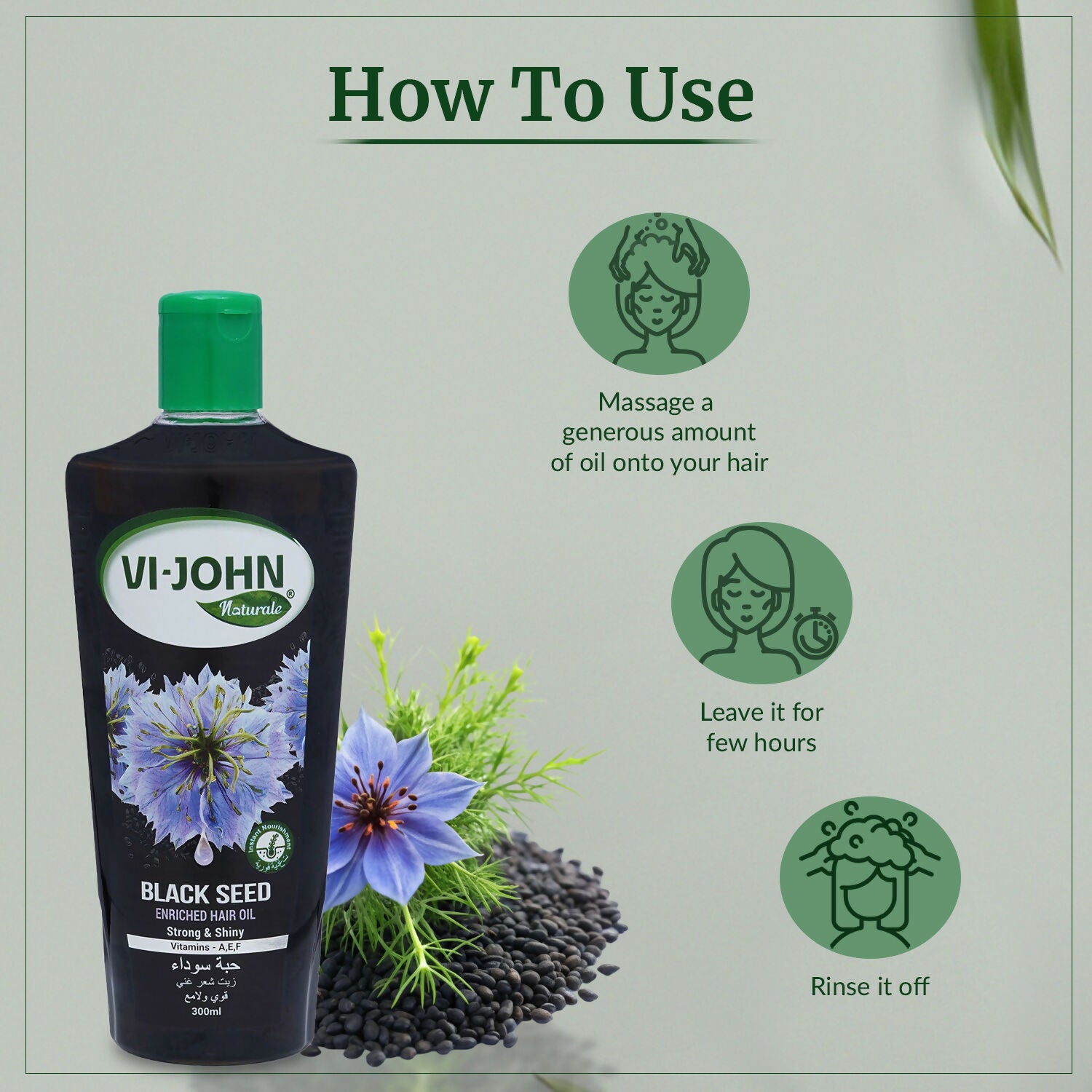 VI-JOHN Naturale Black Seed Enriched Hair Oil Strong & Shiny with Vitamin A.E & F