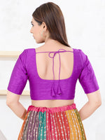 Thumbnail for Joban Fashion Purple Dupion Silk Elbow Sleeveless Front Open Blouse