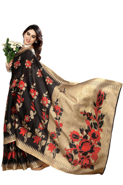 Vamika black Printed Art Silk Saree - Distacart