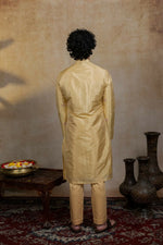 Thumbnail for Semi Pattu Gold Padmajaal Kurta Set By Hilo Design