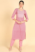 Thumbnail for Ahika Pink Rayon Blend Straight Kurta Set - Distacart