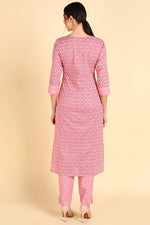 Thumbnail for Ahika Pink Rayon Blend Straight Kurta Set - Distacart