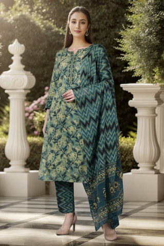 Ahika Rayon Blend Teal Ethnic Motifs Printed Straight Kurta Palazzo Dupatta Set - Distacart