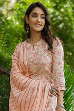 Thumbnail for Ahika Orange Cotton Straight Suit Set