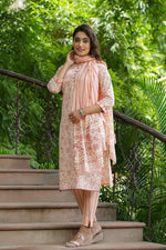 Thumbnail for Ahika Orange Cotton Straight Suit Set