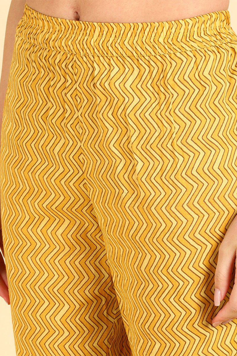 Ahika Yellow Pure Cotton Straight Kurta Pant With Dupatta Set - Distacart