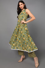Thumbnail for Ahika Green Pure Cotton Floral Anarkali Suit Set - Distacart