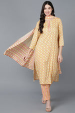 Thumbnail for Ahika Yellow Pure Cotton Straight Suit Set - Distacart