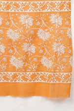 Thumbnail for Ahika Orange Cotton Straight Kurta Sharara With Dupatta