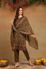 Thumbnail for Ahika Olive Green Cotton Straight Suit Set
