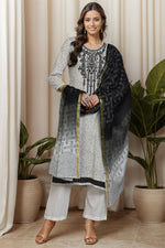 Thumbnail for Ahika Off White Cotton Bandhani Straight Suit Set