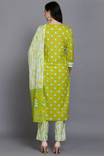 Thumbnail for Ahika Cotton Green Bandhani Printed Straight Kurta Pant With Dupatta
