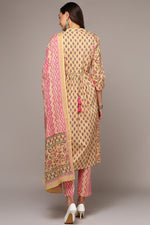 Thumbnail for Ahika Cream Pure Cotton Printed Flared Suit Set