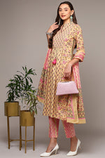 Thumbnail for Ahika Cream Pure Cotton Printed Flared Suit Set