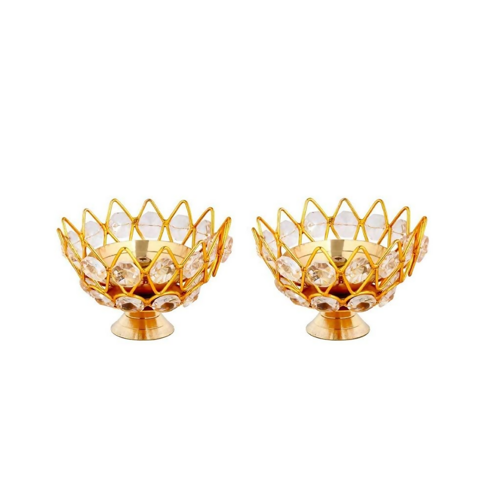 Collectible India Diwali Diya Crystal Round Akhand Diya - Dista