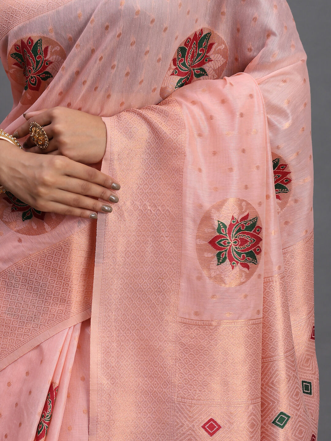 Astita Linen Cotton Light Pink Saree