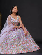 Thumbnail for Jyoti Fashion Women's Light Purple Heavy Satin Silk Sequins with Thread Embroidered Designer Lehenga Choli Set - Distacart