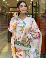 Thumbnail for The52 Peach Women's Gorgeous Cotton Fabric Printed Work Straight Kurta Pant and Dupatta Set - Distacart