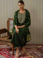 Thumbnail for Ode by House of Pataudi Floral Printed Straight Kurta & Trousers With Dupatta - Distacart