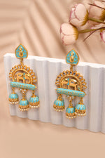 Thumbnail for Elephant Shape Sky Blue Jhumki Drop Earrings for Womens by House of Ree - Distacart