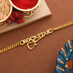 Thumbnail for trueBrowns Gold Tone ROCKSTAR Rakhi - Distacart