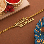 Thumbnail for trueBrowns X Voylla Hello Brother Gold-Polished Stylish Bracelet Rakhi