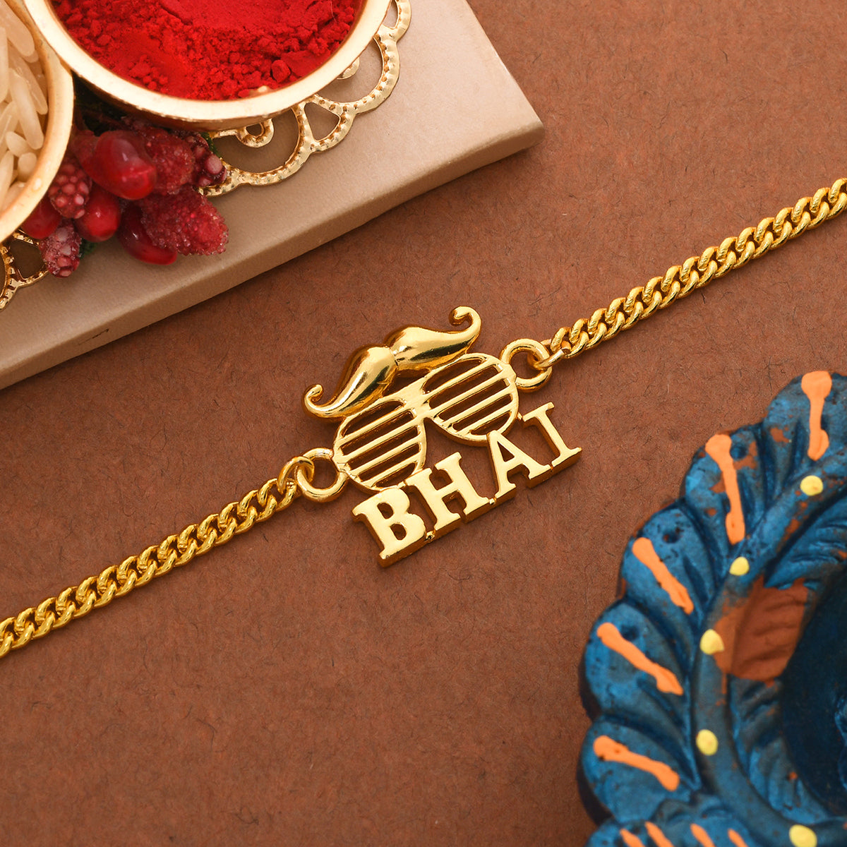 trueBrowns Bhai Gold Tone Bracelet Style Rakhi - Distacart