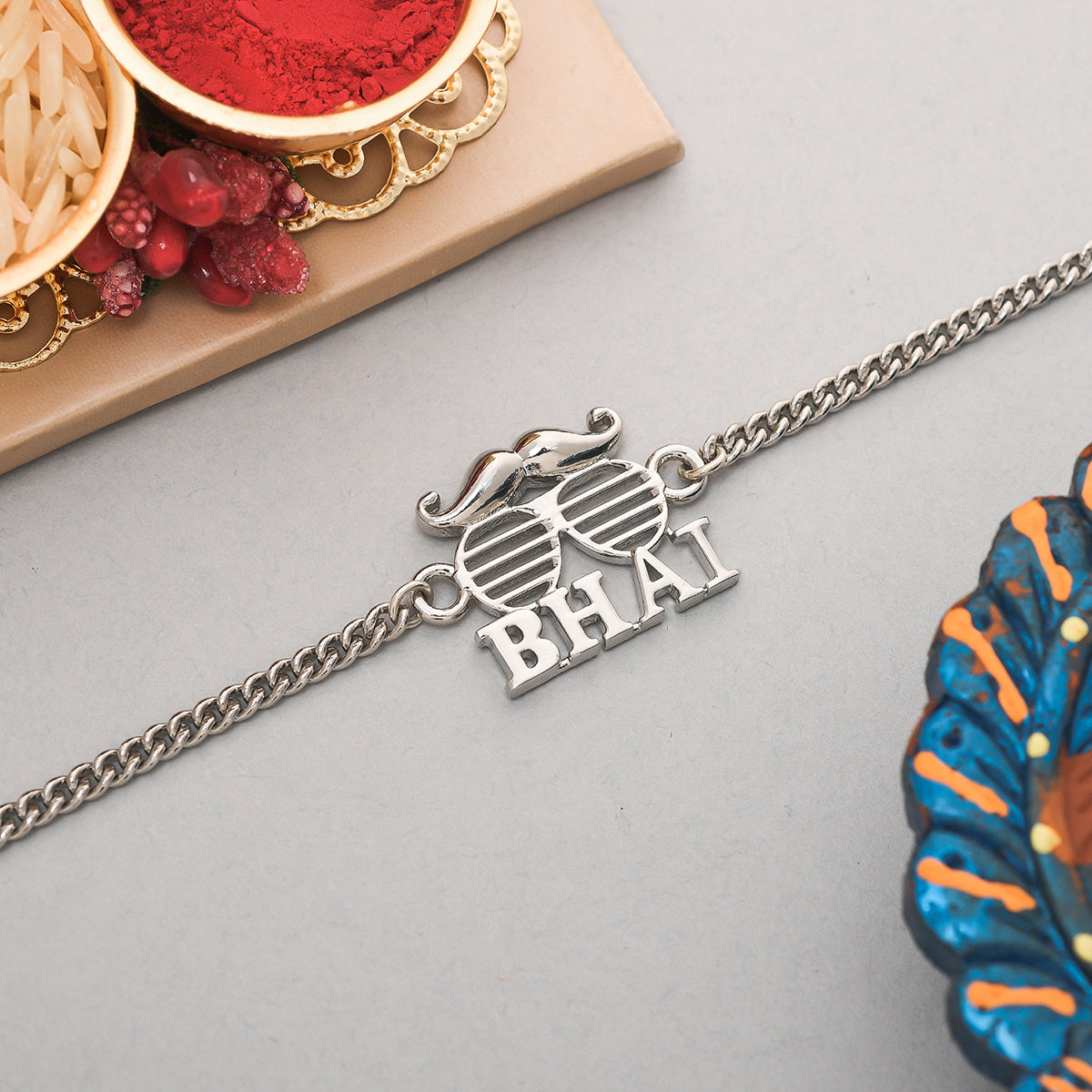 trueBrowns Exclusive Silver Plated BHAI Bracelet Style Rakhi - Distacart