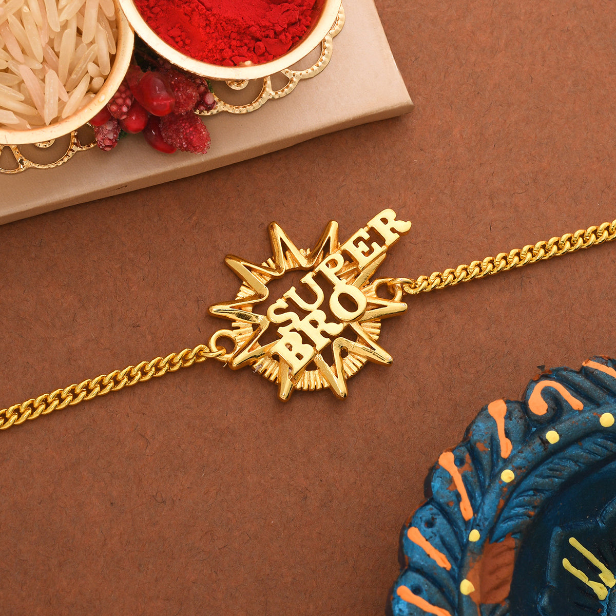 trueBrowns X Voylla Super Bro Fabulous Gold Tone Rakhi - Distacart