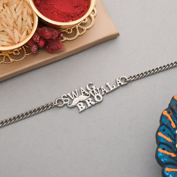 trueBrowns X Voylla Stylish Swag Wala Bro Silver Plated Bracelet Rakhi