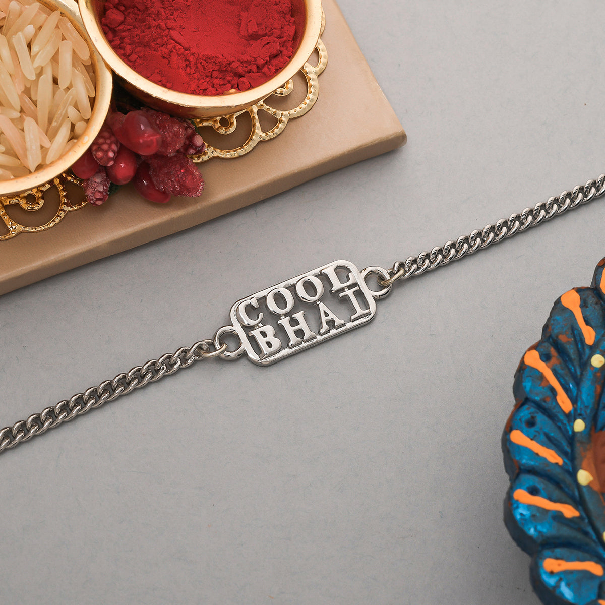 trueBrowns Silver Tone Cool Bhai Bracelet Style Rakhi - Distacart