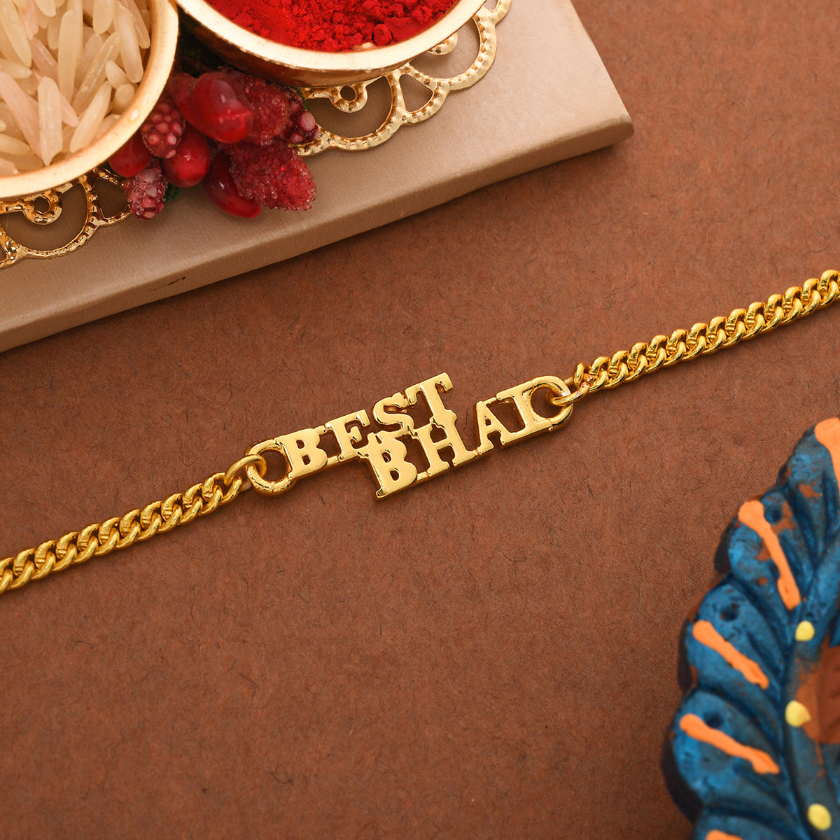 trueBrowns Best Bhai Gold Tone Bracelet Style Rakhi - Distacart