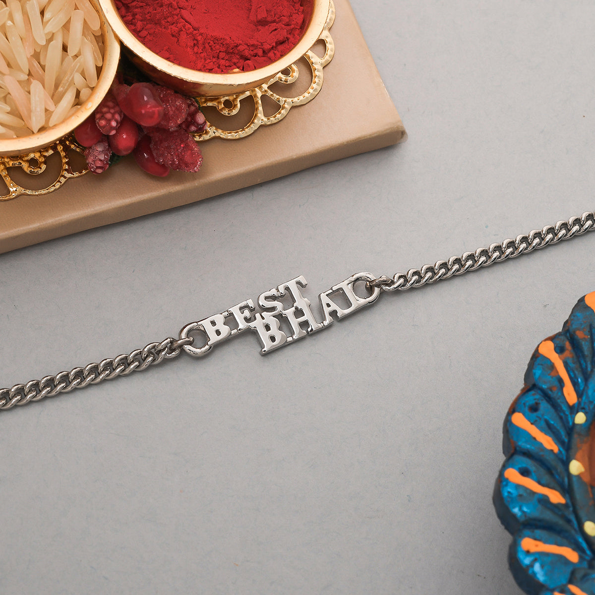 trueBrowns Silver Tone Best Bhai Bracelet Style Rakhi - Distacart