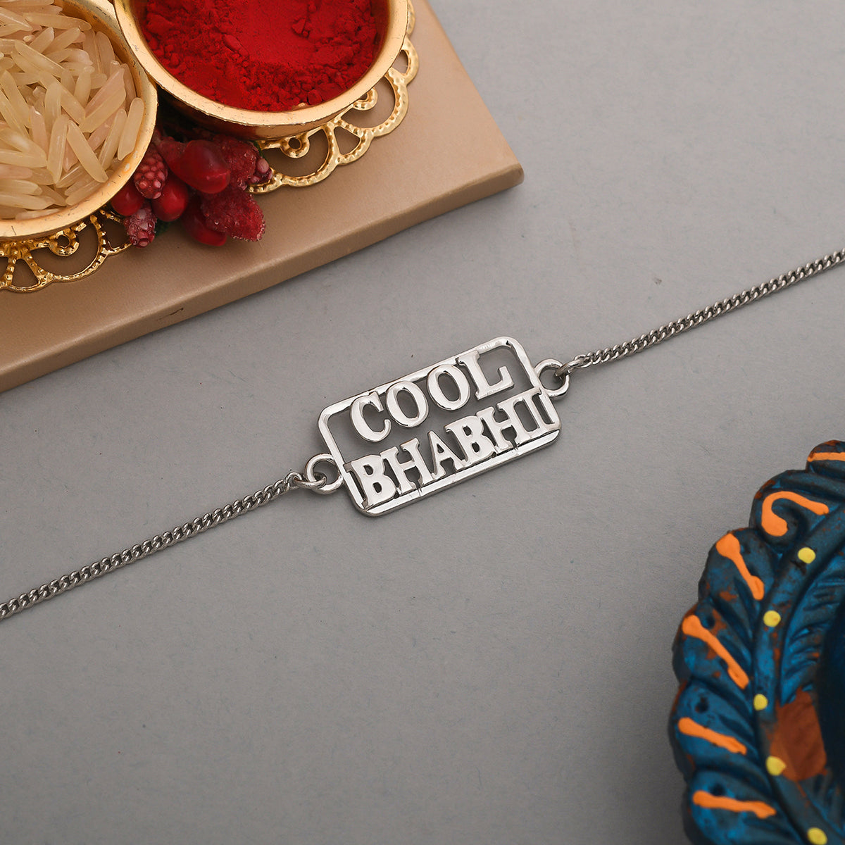 trueBrowns Designer Silver Tone Cool Bhabhi Bracelet Style Rakhi - Distacart