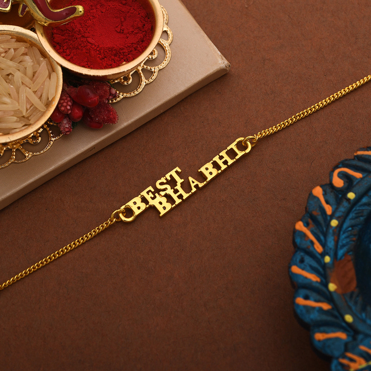 trueBrowns Gold Tone Best Bhabhi Bracelet Rakhi - Distacart